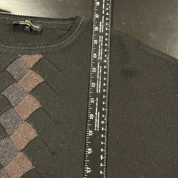 Lenor Romano Italian Wool Fine Knit Basketweave Mens Black Sweater size medium - Picture 10 of 11